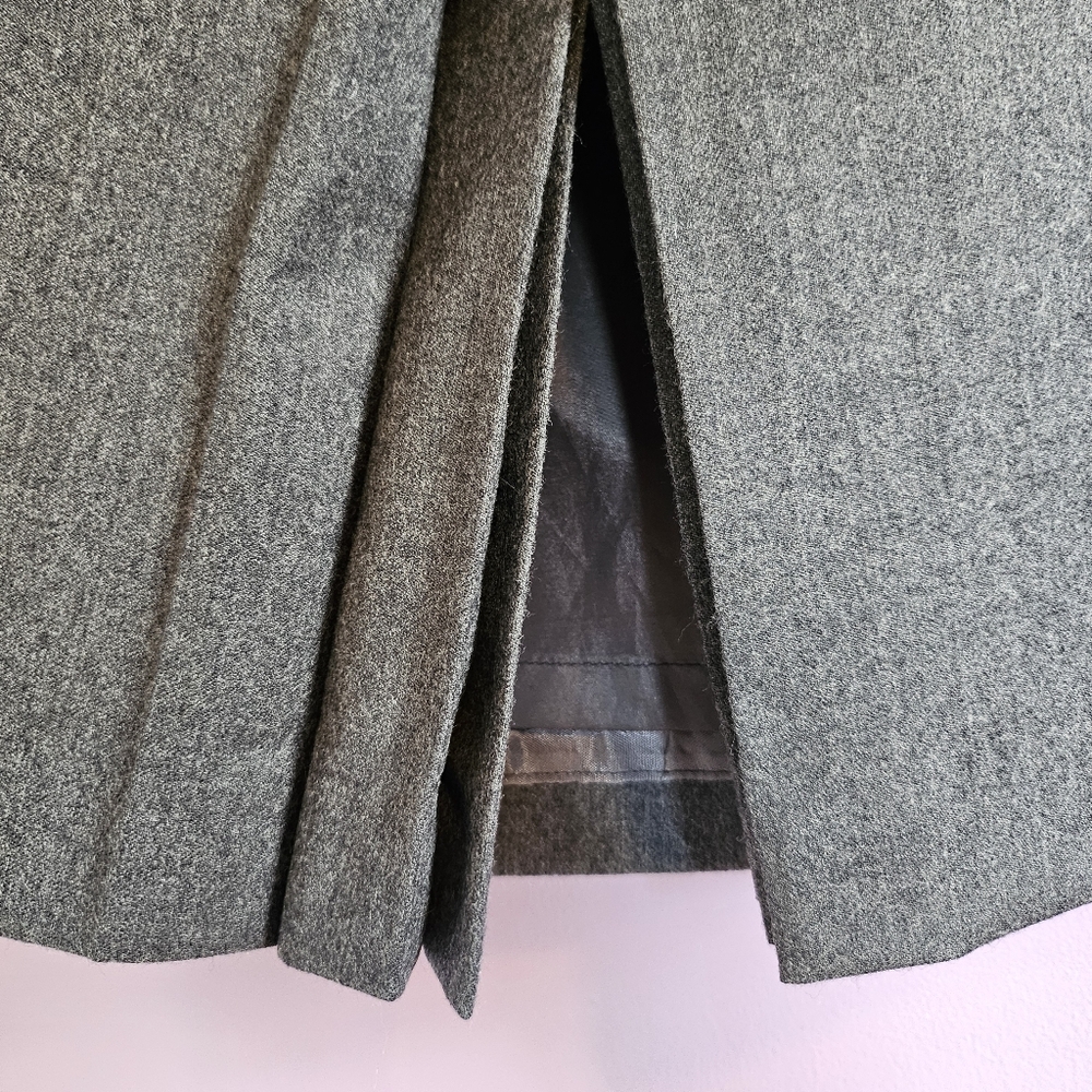 Talbots Vintage Gray Italian Wool Split Front High Waisted A-Line Skirt - Picture 4 of 10